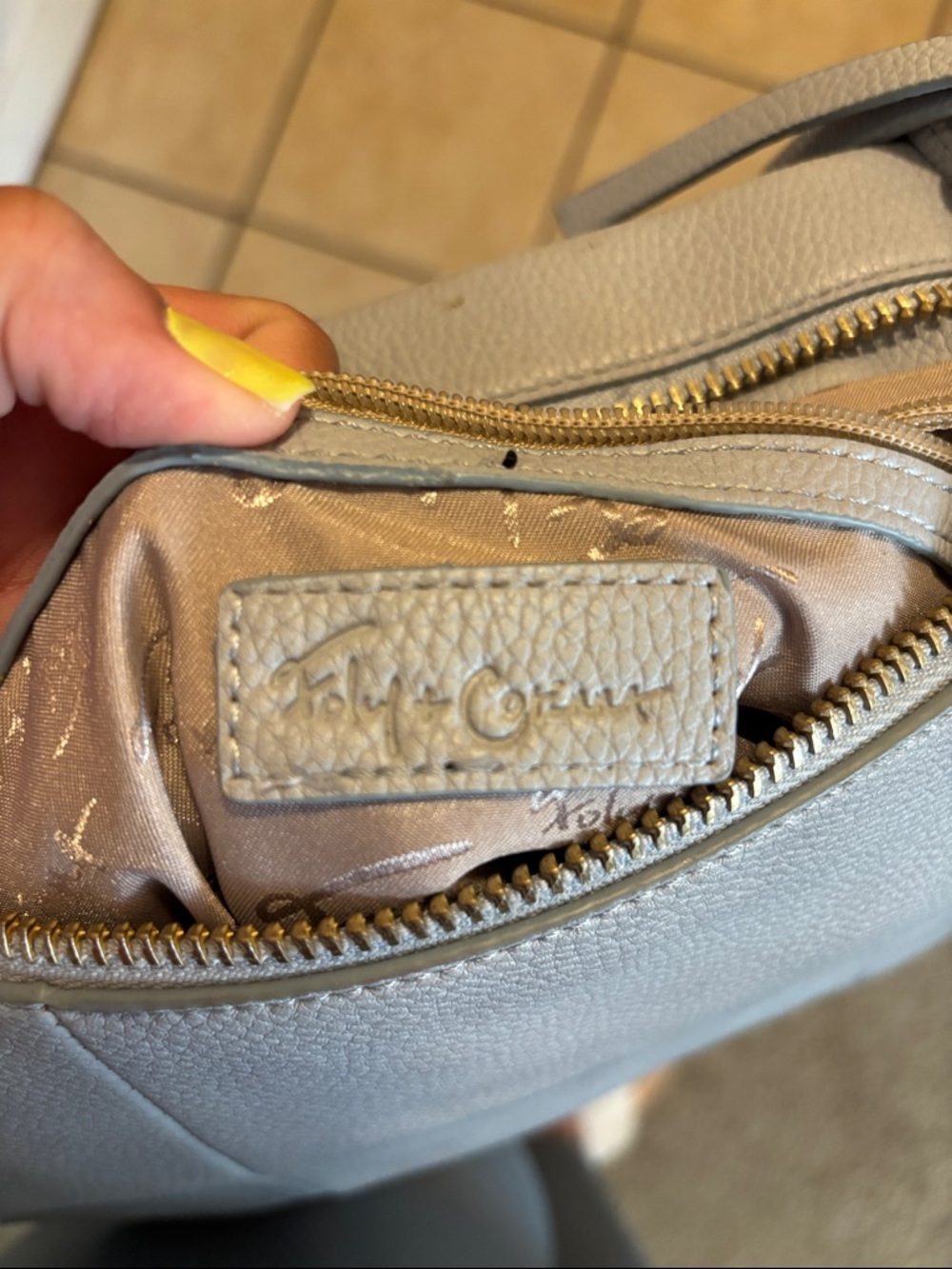 Light Blue Leather Crossbody Shoulder Bag - Picture 7 of 8